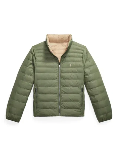 Polo Ralph Lauren Kids' Quilted Reversible Padded Jacket In Green
