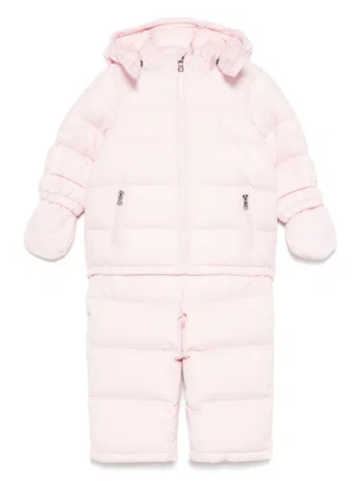 Polo Ralph Lauren Babies' Quilted Snowsuit Set In Pink