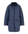 Polo Ralph Lauren Corduroy Collar Quilted Front Pockets Jacket In Blue