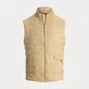 Polo Ralph Lauren Quilted Suede Gilet In Neutral