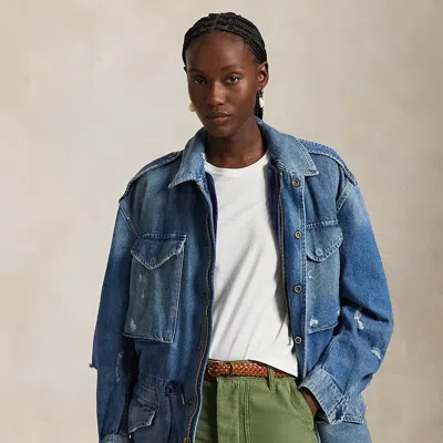 Polo Ralph Lauren Quilted Vest Denim Field Jacket In Nuema Wash