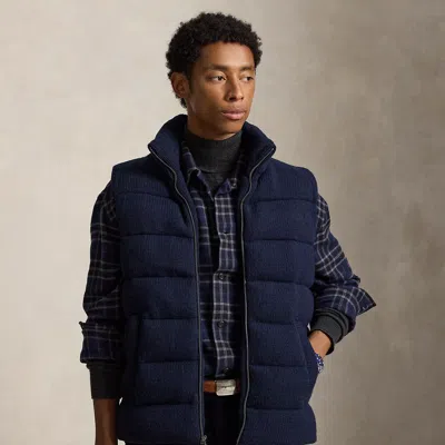 Polo Ralph Lauren Quilted Wool Sweater Vest In Hunter Navy In Blue