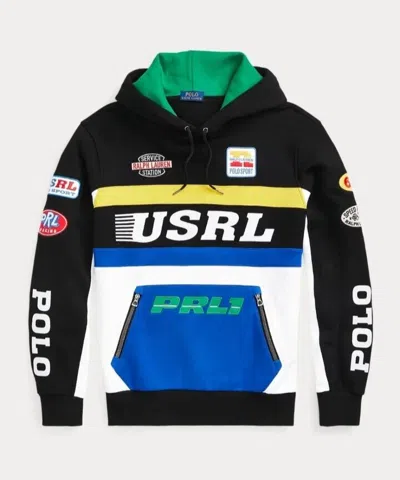 Pre-owned Polo Ralph Lauren Racing Hoodie Small Embroidered Drawstring Patch Multi Men's In Polo Black Multicolor