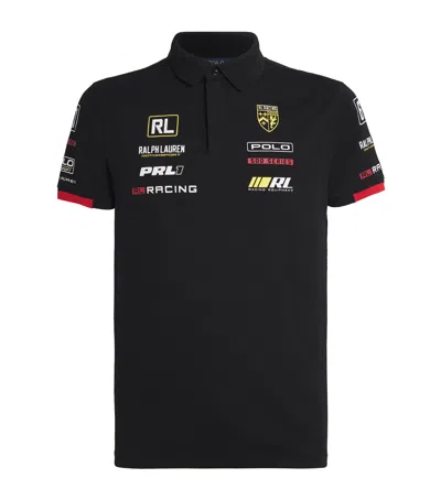 Polo Ralph Lauren Racing Logo Polo Shirt In Black