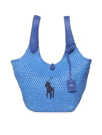 Polo Ralph Lauren Raffia And Viscose Tote Bag In Purple