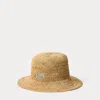 Polo Ralph Lauren Raffia Bucket Hat In Natural
