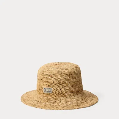 Polo Ralph Lauren Raffia Bucket Hat In Burgundy