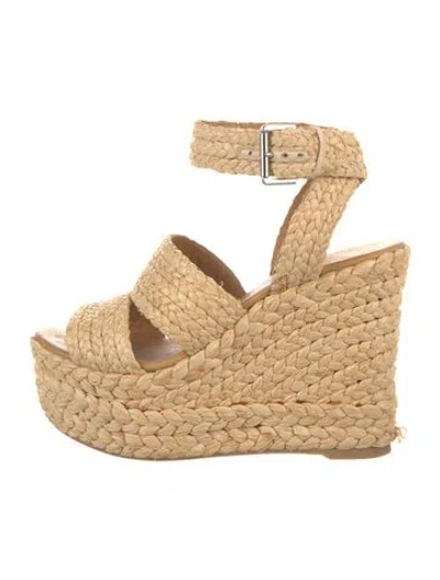 Pre-owned Polo Ralph Lauren Raffia Espadrilles In Neutral