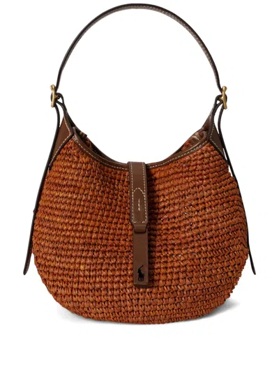 Polo Ralph Lauren Schultertasche Aus Bast In Brown
