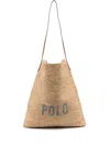 Polo Ralph Lauren Raffia Shoulder Bag In Neutrals