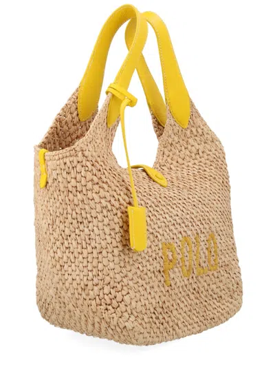 Polo Ralph Lauren Raffia Tote Bag In Yellow