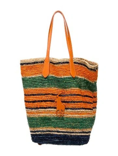 Pre-owned Polo Ralph Lauren Raffia Tote In Multicolor