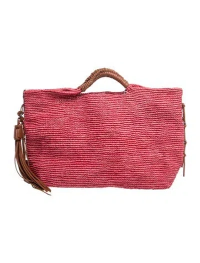 Pre-owned Polo Ralph Lauren Raffia Tote In Pink