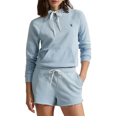 Polo Ralph Lauren Raglan Sleeve Crop Hoodie In Alpine Blue