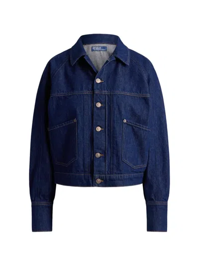 Polo Ralph Lauren Raglan-sleeves Buttoned Jacket In Blue