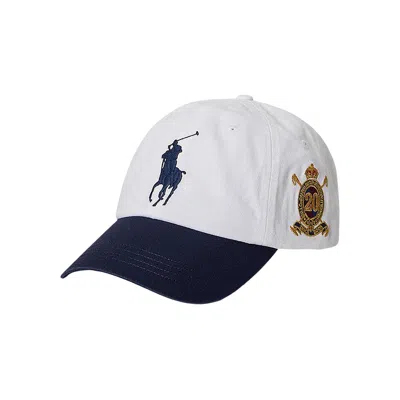 Pre-owned Polo Ralph Lauren Raised Polo Player Classic Twill Sport Cap 'ceramic White/newport Navy' | Men's Si