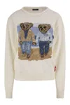 Polo Ralph Lauren Womens White Polo Bear-intarsia Cotton-knit Jumper In White
