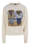 Polo Ralph Lauren Womens White Polo Bear-intarsia Cotton-knit Jumper In White