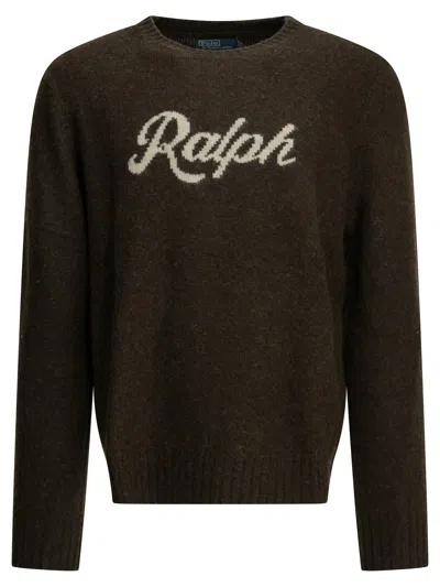Polo Ralph Lauren "ralph" Crew Neck Sweater In Brown