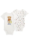 Polo Ralph Lauren Polo Bear Cotton Bodysuit 2-pack In Nantucket Boy Bear
