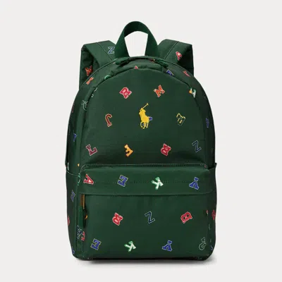 Polo Ralph Lauren Kids' Ralph Lauren Alphabet-print Small Backpack In Green