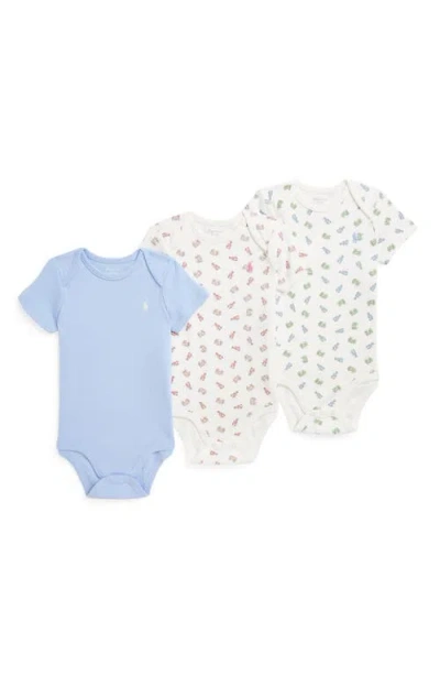 Polo Ralph Lauren Babies' Ralph Lauren Assorted 3-pack Cotton Rompers In Lobster Print 3pk
