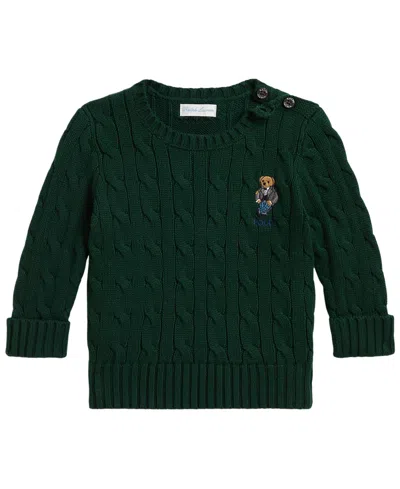 Polo Ralph Lauren Kids' Ralph Lauren Baby Boys' Polo Bear Cable-knit Cotton Sweater In Green