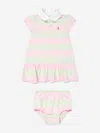Polo Ralph Lauren Baby Girls Striped Rugby Dress With Bloomers In Pink