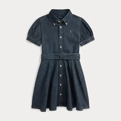 Polo Ralph Lauren Kids' Ralph Lauren Belted Indigo Denim Shirtdress In Blue