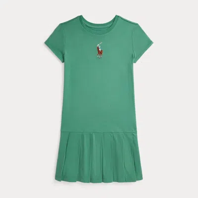 POLO RALPH LAUREN RALPH LAUREN BIG PONY PLEATED COTTON JERSEY DRESS