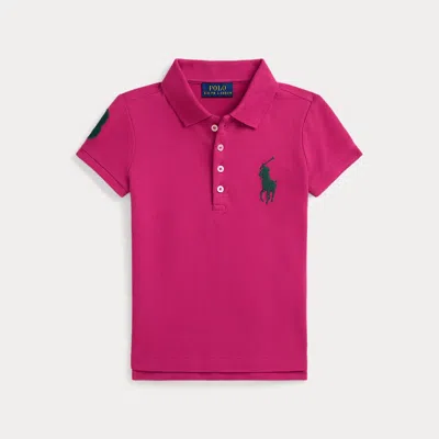 Polo Ralph Lauren Kids' Ralph Lauren Big Pony Stretch Mesh Polo Shirt In Pink