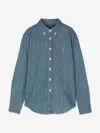 Polo Ralph Lauren Embroidered-logo Denim Shirt In Blue