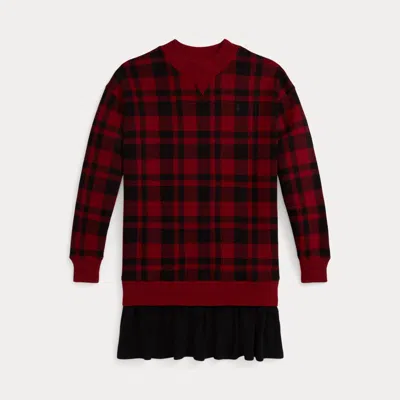 Polo Ralph Lauren Kids' Ralph Lauren Buffalo Check Fleece Dress In Red