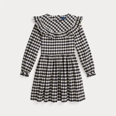 Polo Ralph Lauren Kids' Ralph Lauren Buffalo Check Ruffled Cotton Twill Dress In Black