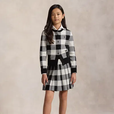Polo Ralph Lauren Kids' Ralph Lauren Buffalo Check Wool Cardigan & Skirt Set In Multi