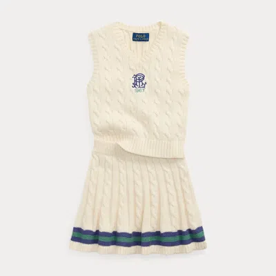 POLO RALPH LAUREN RALPH LAUREN CABLE COTTON SWEATER VEST & SKIRT SET