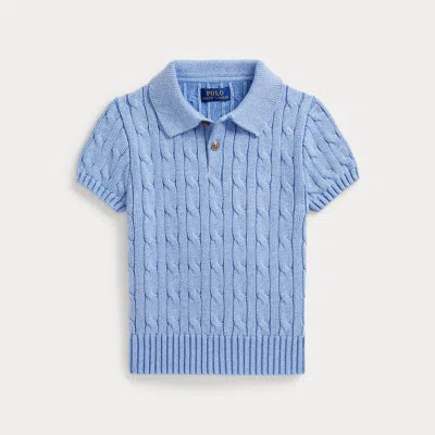 Polo Ralph Lauren Kids' Ralph Lauren Cable-knit Cotton Polo Sweater In Blue