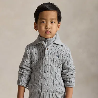 Polo Ralph Lauren Kids' Ralph Lauren Cable-knit Cotton Polo Sweater In Gray