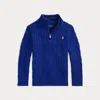 Polo Ralph Lauren Kids' Ralph Lauren Cable-knit Cotton Quarter-zip Sweater In Blue