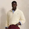 Polo Ralph Lauren Ralph Lauren Cable-knit Cotton Quarter-zip Sweater In White