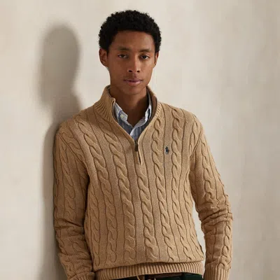 POLO RALPH LAUREN RALPH LAUREN CABLE-KNIT COTTON QUARTER-ZIP SWEATER