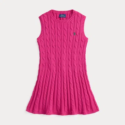 Polo Ralph Lauren Kids' Ralph Lauren Cable-knit Cotton Sleeveless Dress In Pink