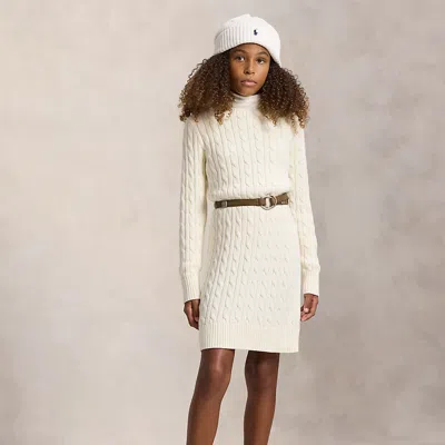 Polo Ralph Lauren Kids' Ralph Lauren Cable-knit Cotton Sweater Dress In Neutral