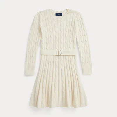 Polo Ralph Lauren Kids' Ralph Lauren Cable-knit Cotton Sweater Dress In Neutral