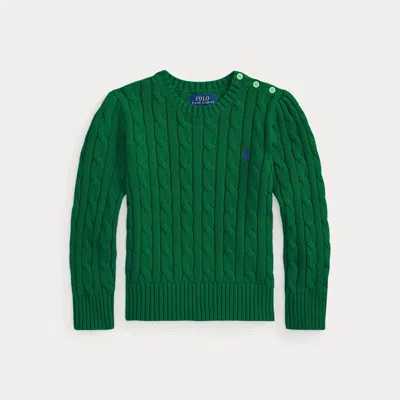Polo Ralph Lauren Kids' Ralph Lauren Cable-knit Cotton Sweater In Green
