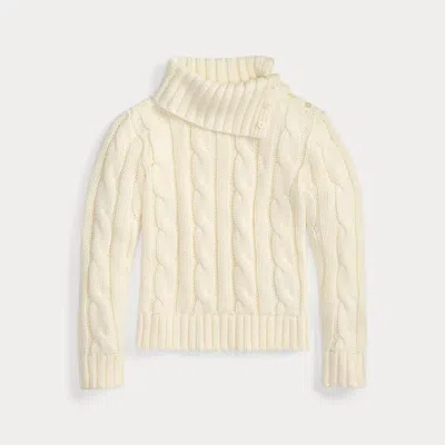 Polo Ralph Lauren Kids' Ralph Lauren Cable-knit Cotton Turtleneck Sweater In Neutral