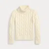 Polo Ralph Lauren Ralph Lauren Cable-knit Cotton Turtleneck Sweater In White