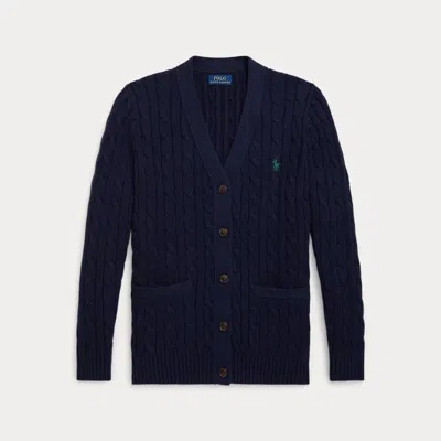 POLO RALPH LAUREN RALPH LAUREN CABLE-KNIT COTTON V-NECK CARDIGAN