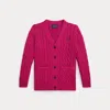 Polo Ralph Lauren Ralph Lauren Cable-knit Cotton V-neck Cardigan In Pink