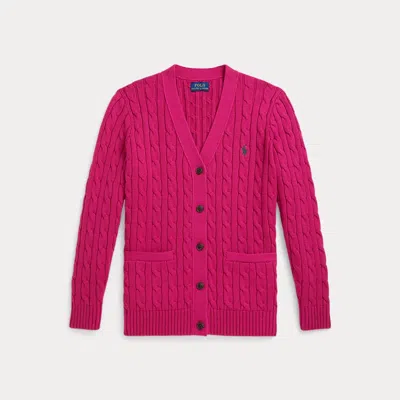 POLO RALPH LAUREN RALPH LAUREN CABLE-KNIT COTTON V-NECK CARDIGAN